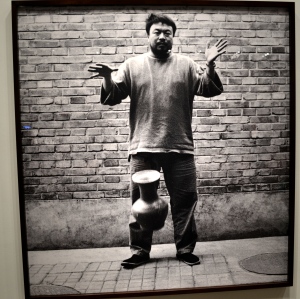 Here Ai Weiwei is dropping a Han Dynasty Urn (part of a photographic triptych).